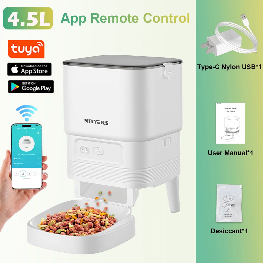 Nityers Automatic Cat Feeder With Timer Stainless Steel Bowl