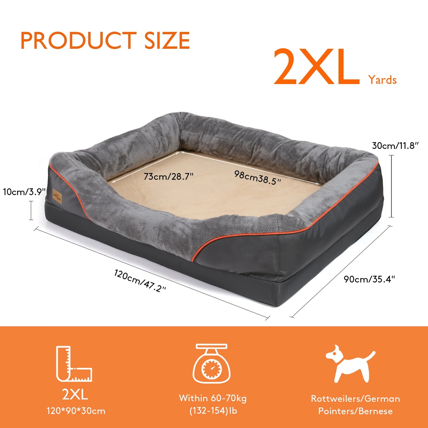 BINGOPAW Dog Bed Removable Washable Cover Anti Allergy Waterproof Warm Fleece