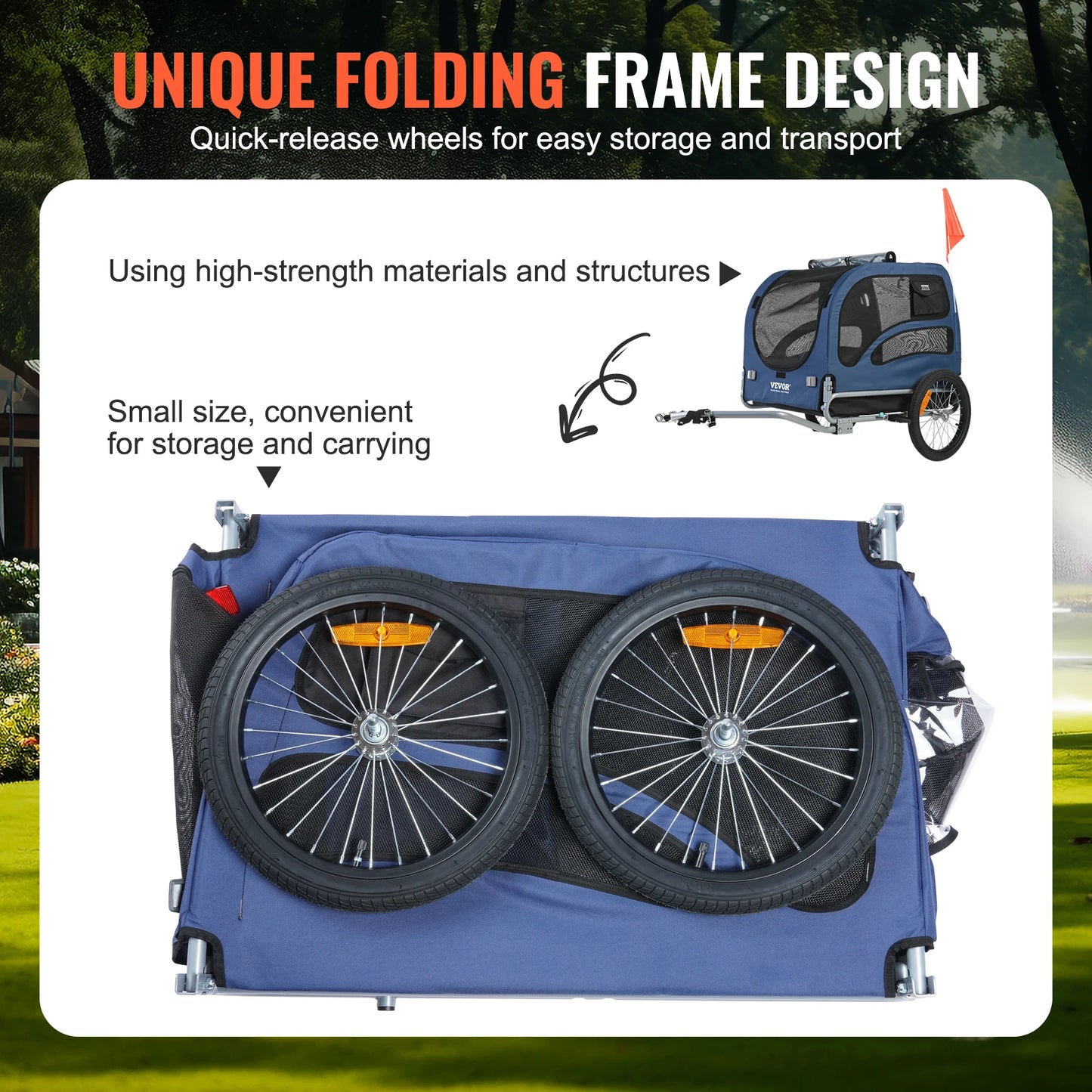 Pet Bicycle Trailer For Dogs With Reflectors And Coupler
