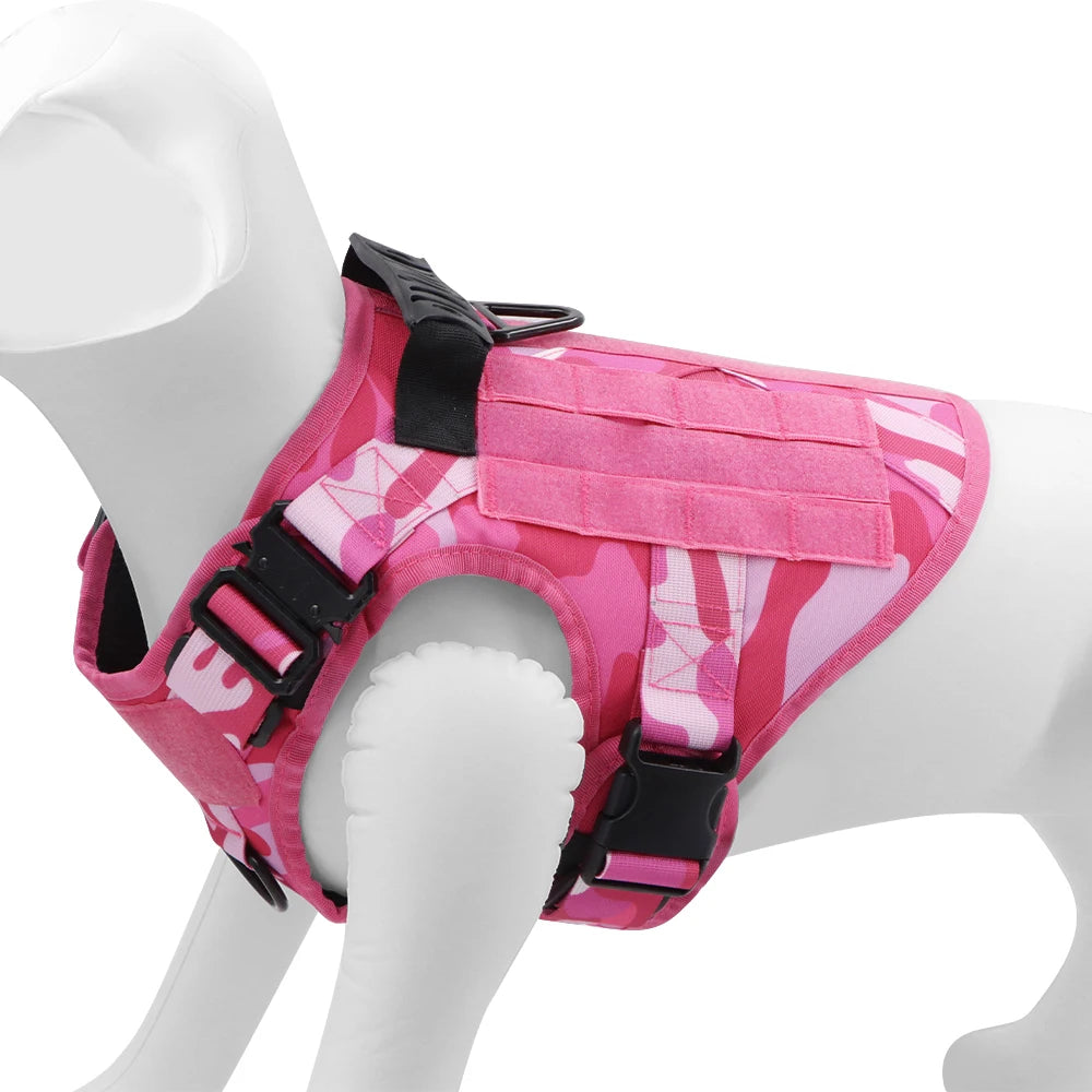 Military Style Padded Nylon Dog Harness With Quick Release Buckle