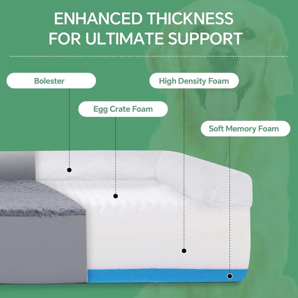Orthopedic Dog Bed With Double Memory Foam Waterproof Cover