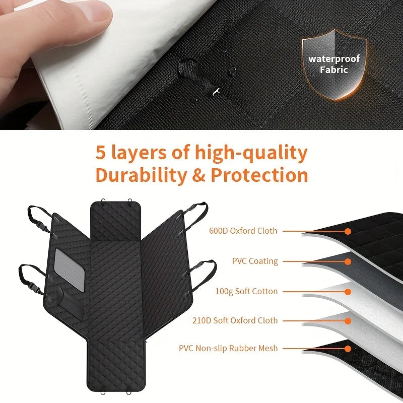 Dog Car Seat Cover With Storage Pockets Mesh Window Waterproof