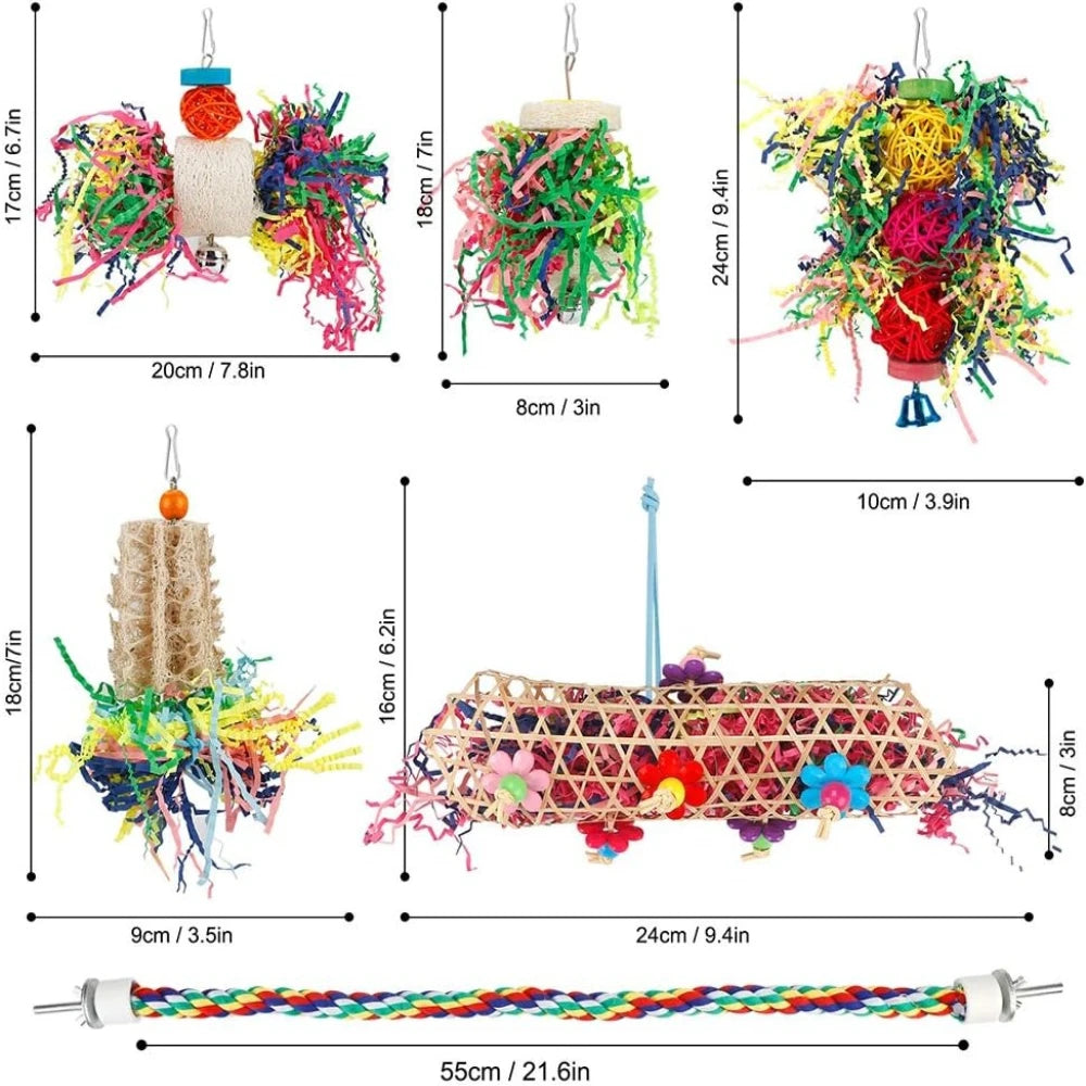 Bird Chew Toys For Parrots Cage Hanging Paper Ball Foraging