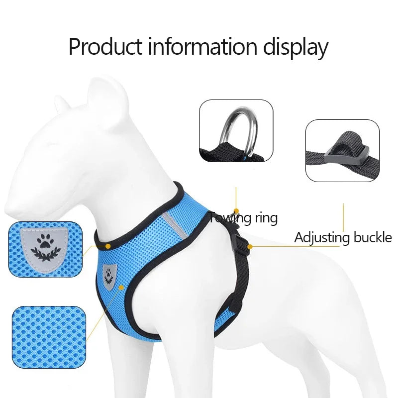 Pet Polyester Harness Vest With Leash For Cats And Dogs