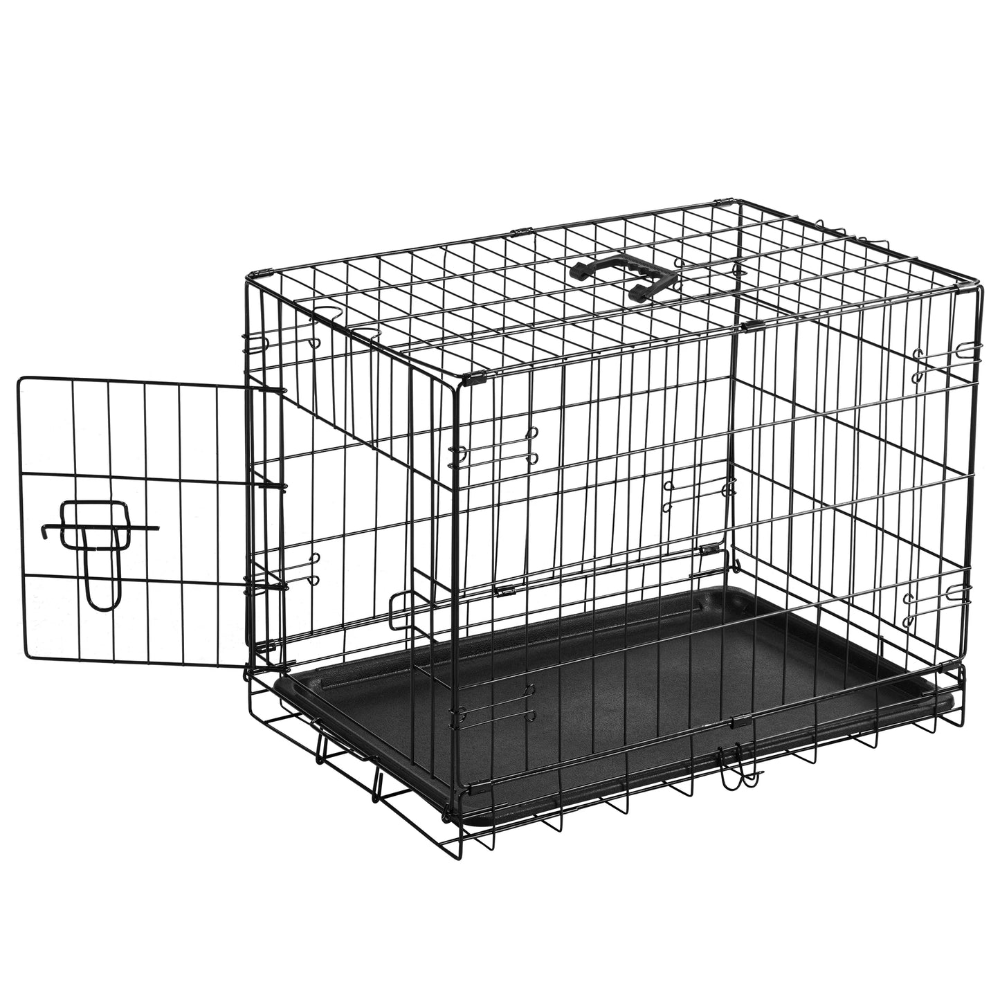 JHK Folding Metal Dog Cage With Leak Proof Pan Kennel Indoor Outdoor