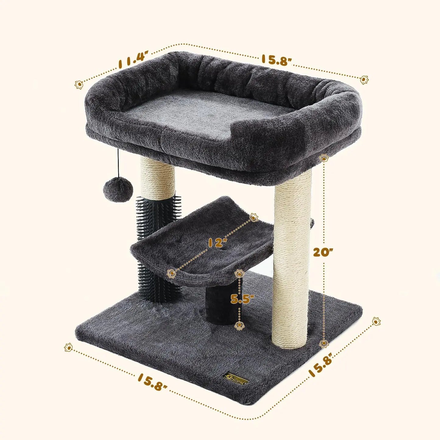OEINGCN Cat Tree Tower With Scratching Post And Plush Bed
