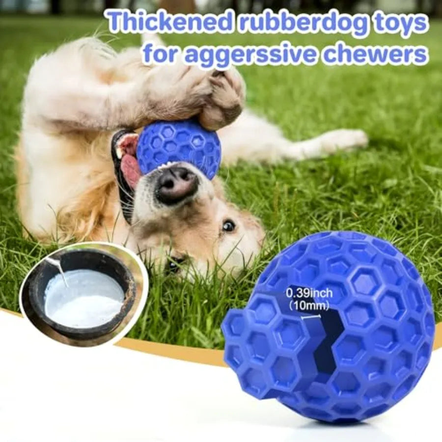 Indestructible Squeaky Dog Ball For Aggressive Chewers Cleans Teeth
