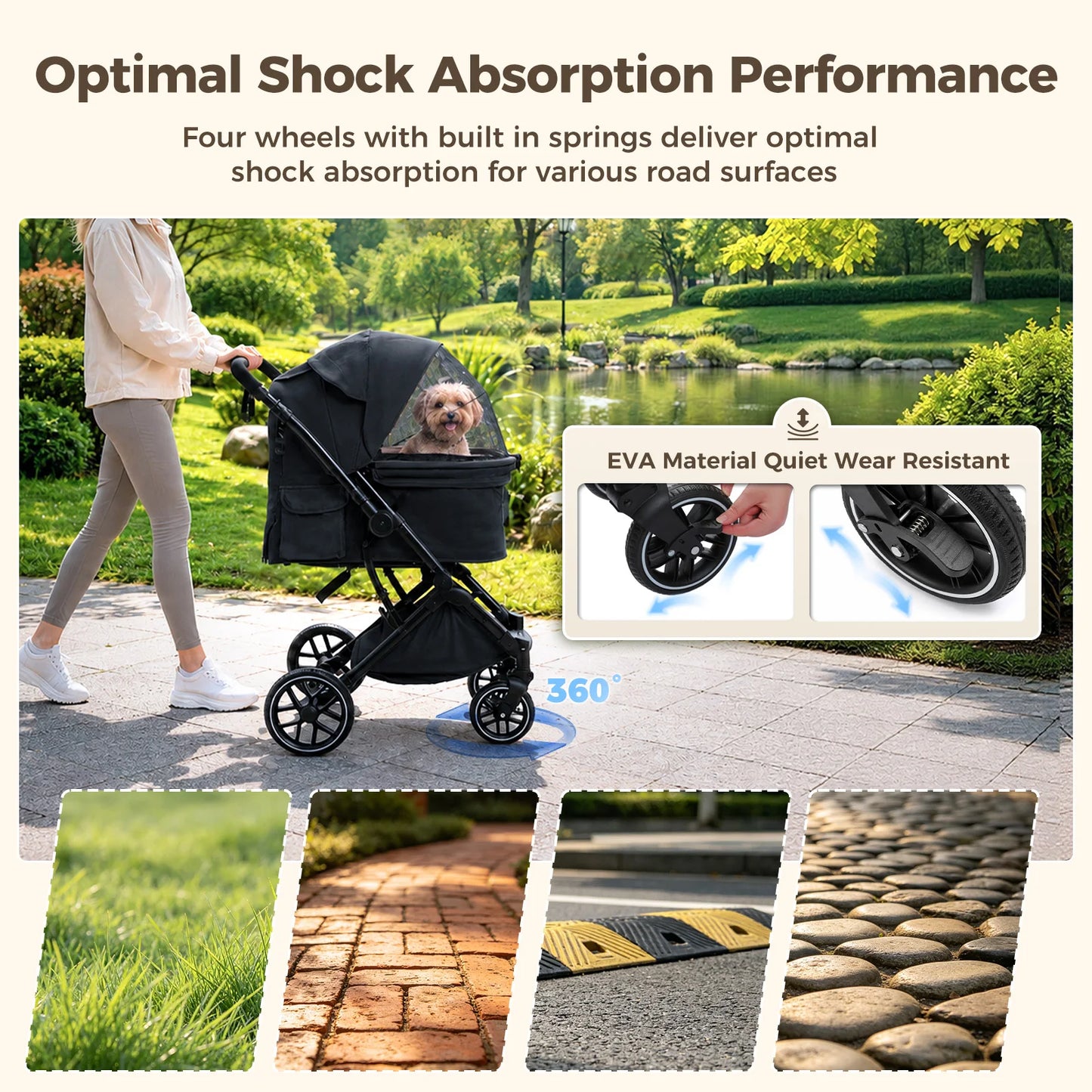 PAWZ Road Foldable Pet Stroller for Small to Medium Dogs