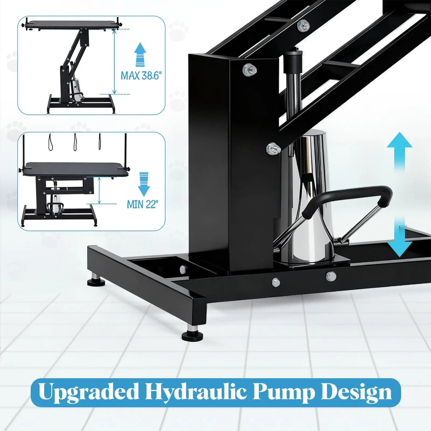 Hydraulic Pet Grooming Table With Adjustable Overhead Arm And Noose