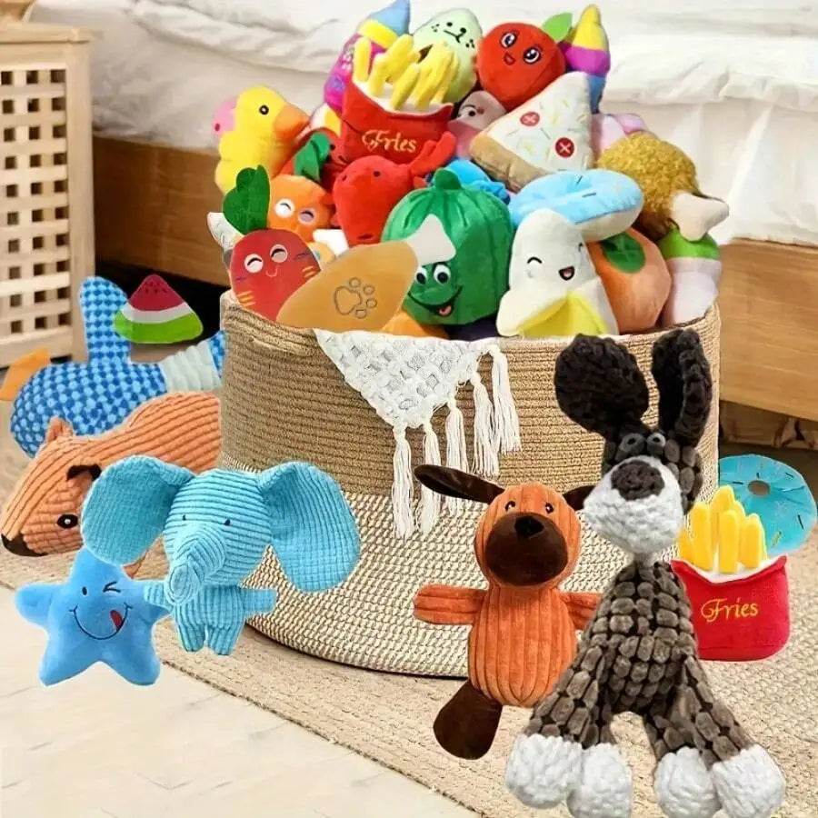 Cartoon Plush Dog Chew Toys For Teeth Cleaning And Anxiety