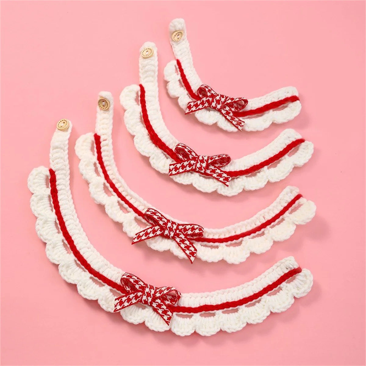 Cute Bow Knot Hand-Knitted Pet Collar Accessory for Small Pets