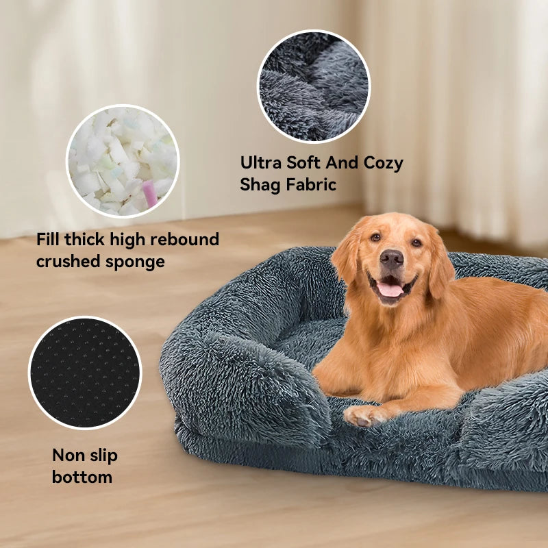 Orthopedic Dog Bed For Large Dogs Thickened Foam With Plush Cover