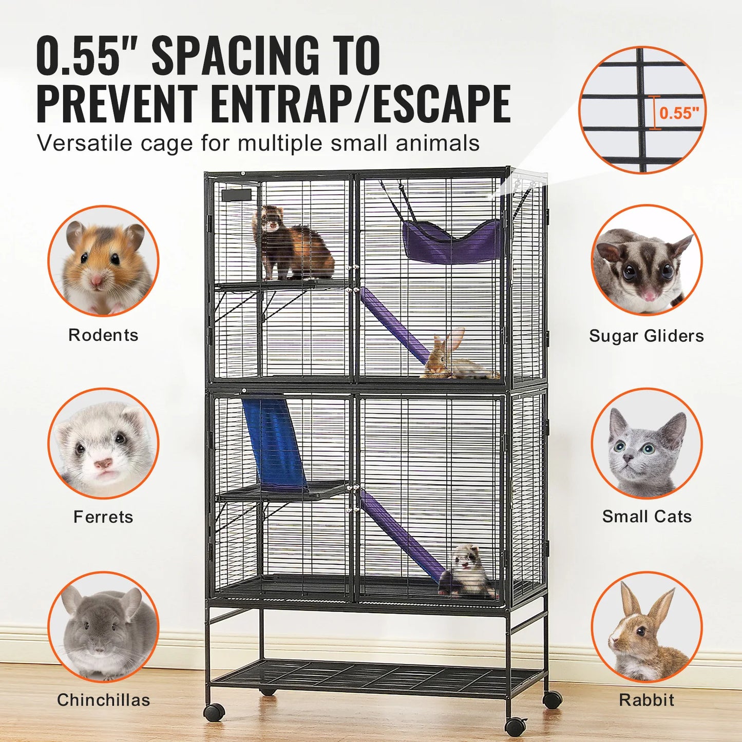 NONECN Ferret Cage 4-Tier Critter Nation