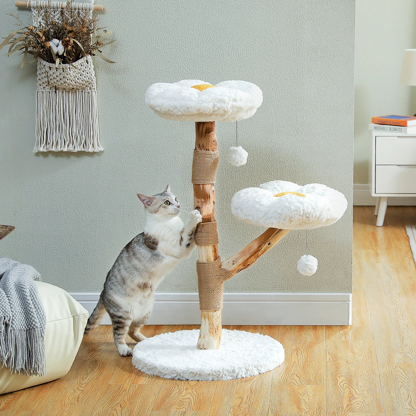 PAWZ Road Flower Cat Tree Indoor Wood Tower Scratching Post