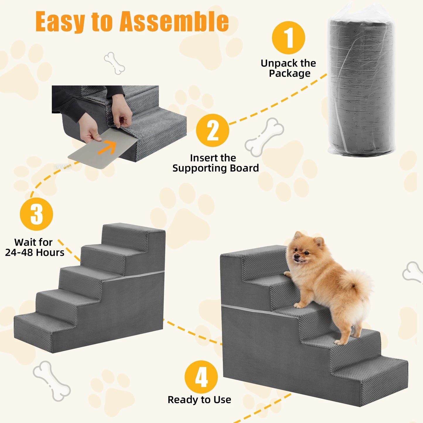 Right Angled Foam Dog Stairs for Small Dogs Indoor