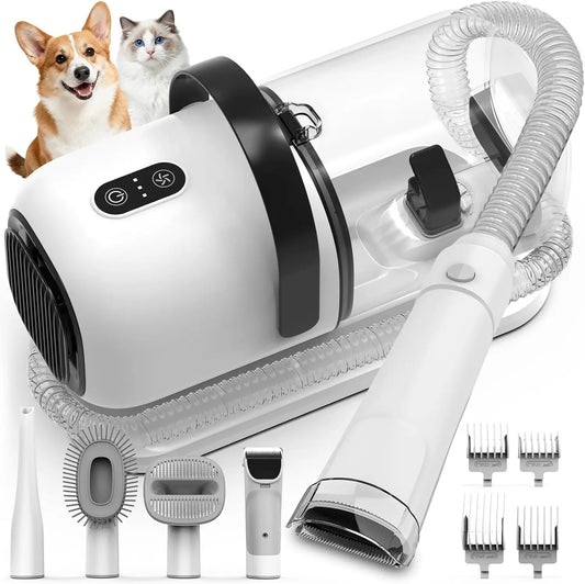 All-In-One Pet Grooming Vacuum With Hair Clipper And Shedding Brush