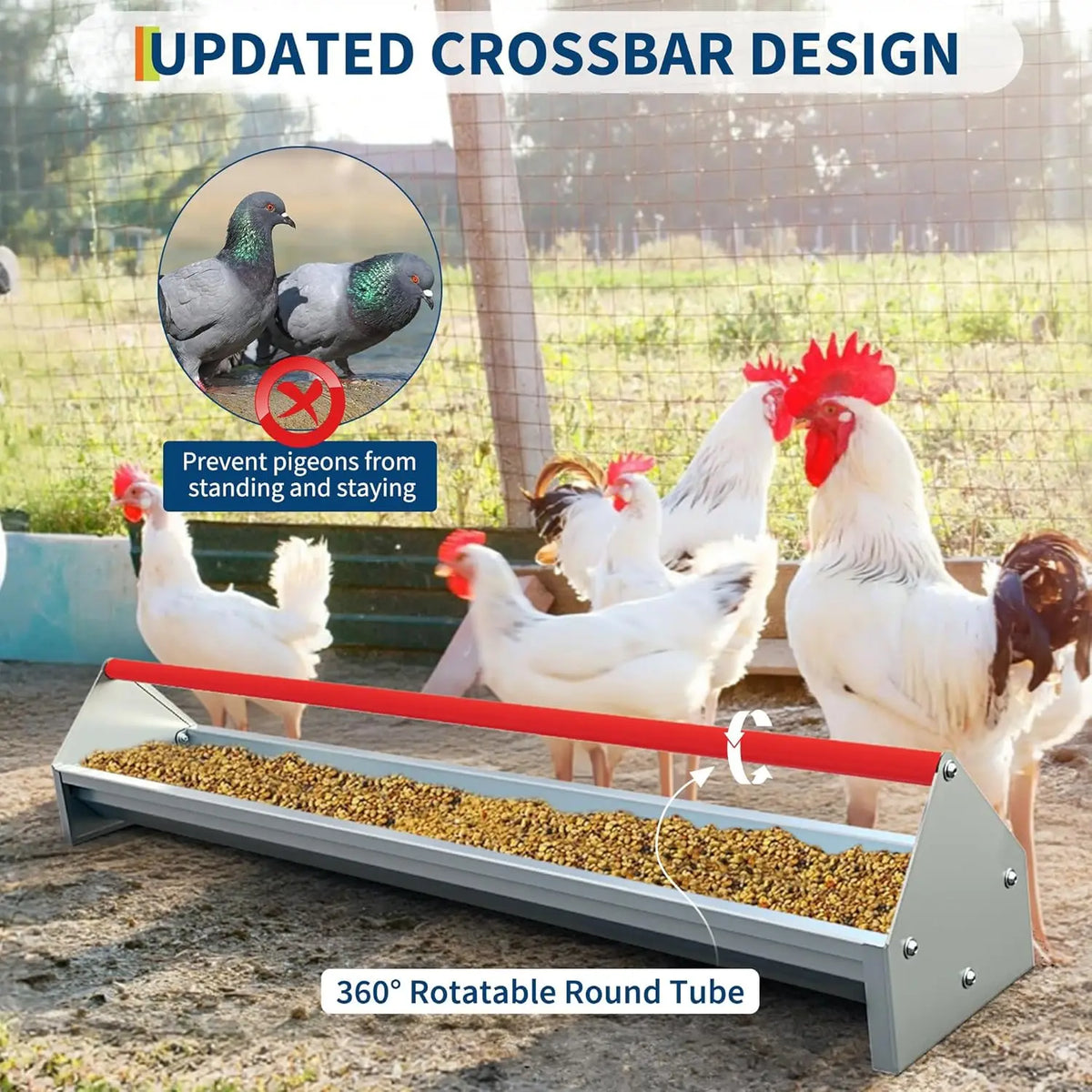 HiMISS Galvanized Steel Chicken Feeder Trough With Drainage
