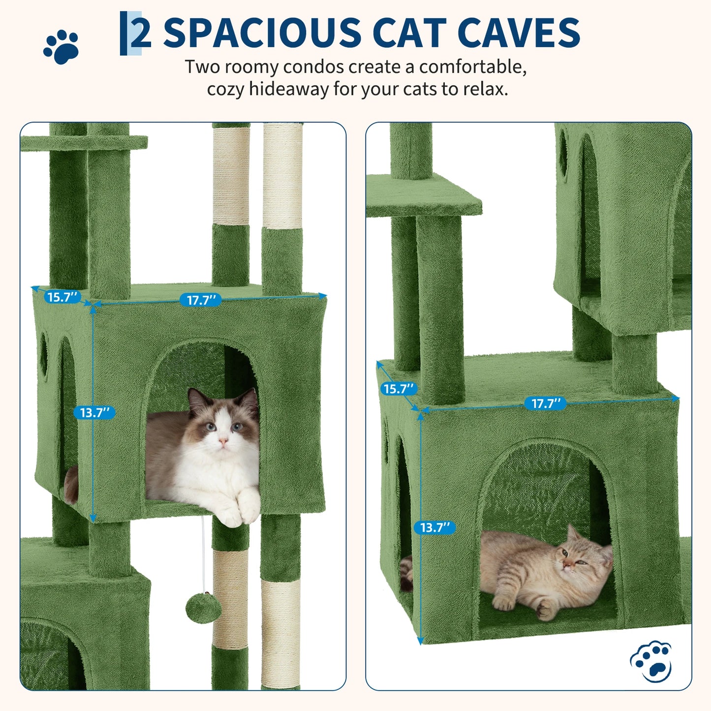 HiMISS Multi-Level Cat Tree Tower For Indoor Maine Coons