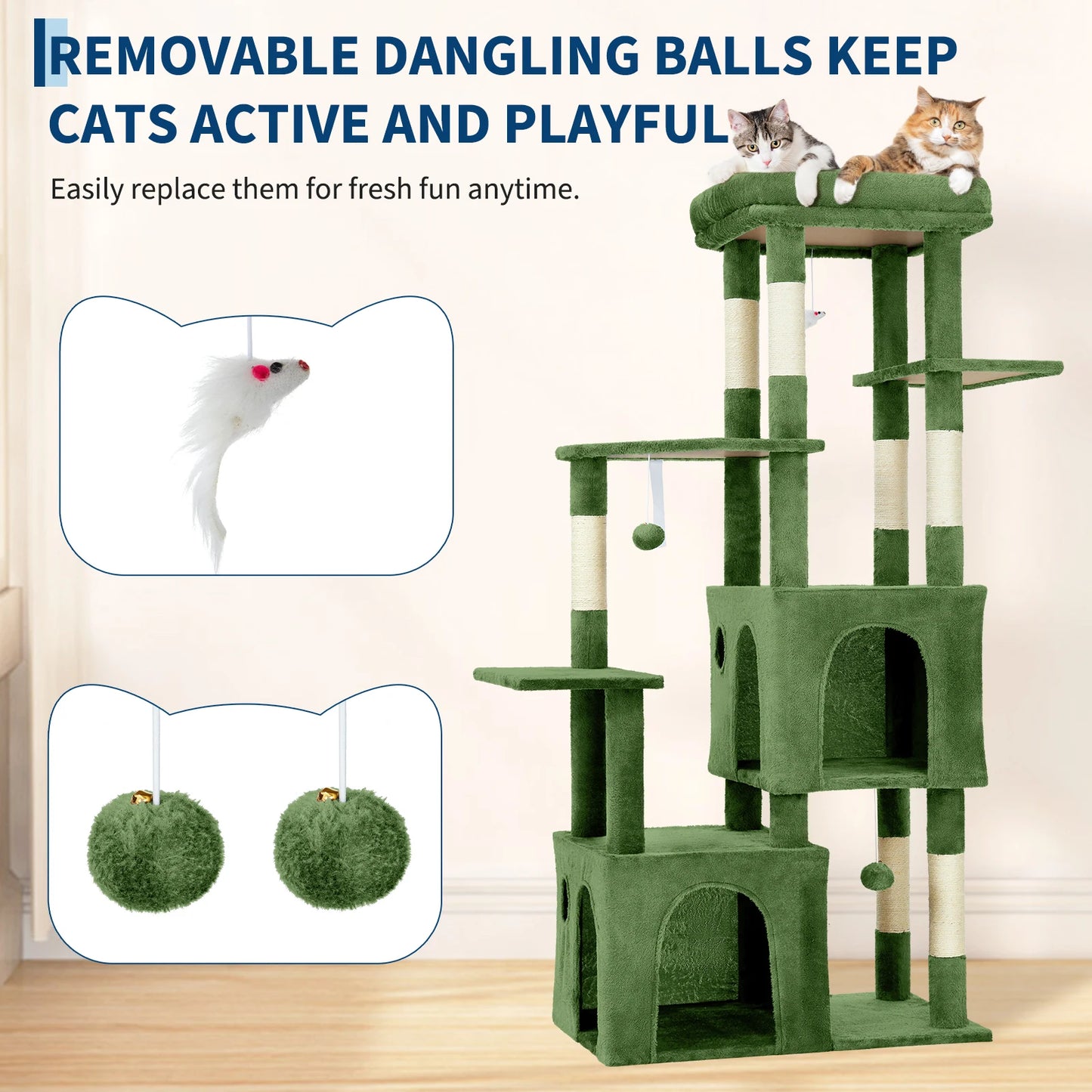 HiMISS Multi-Level Cat Tree Tower For Indoor Maine Coons