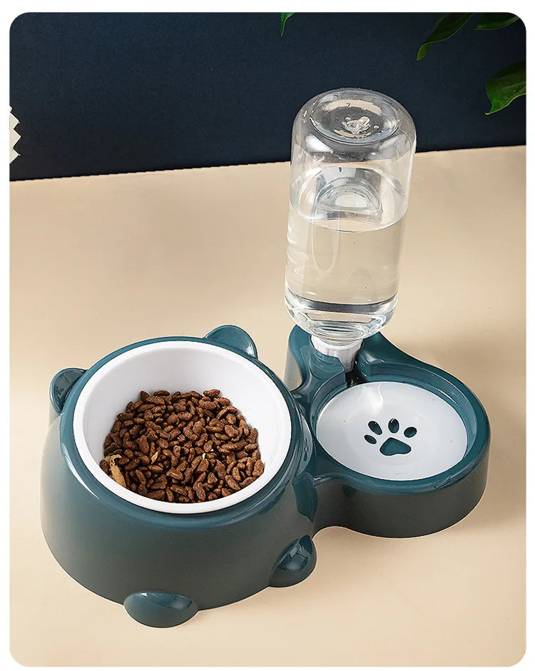 Raised Stainless Steel Double Pet Bowl For Cats And Dogs