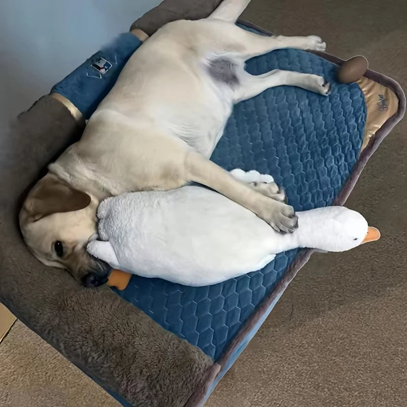 Plush White Duck Dog Toy With Realistic Goose Design