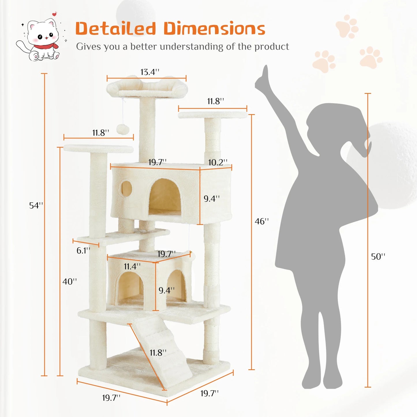 JHK Multi Level Cat Tree Tower With Sisal Scratching Post