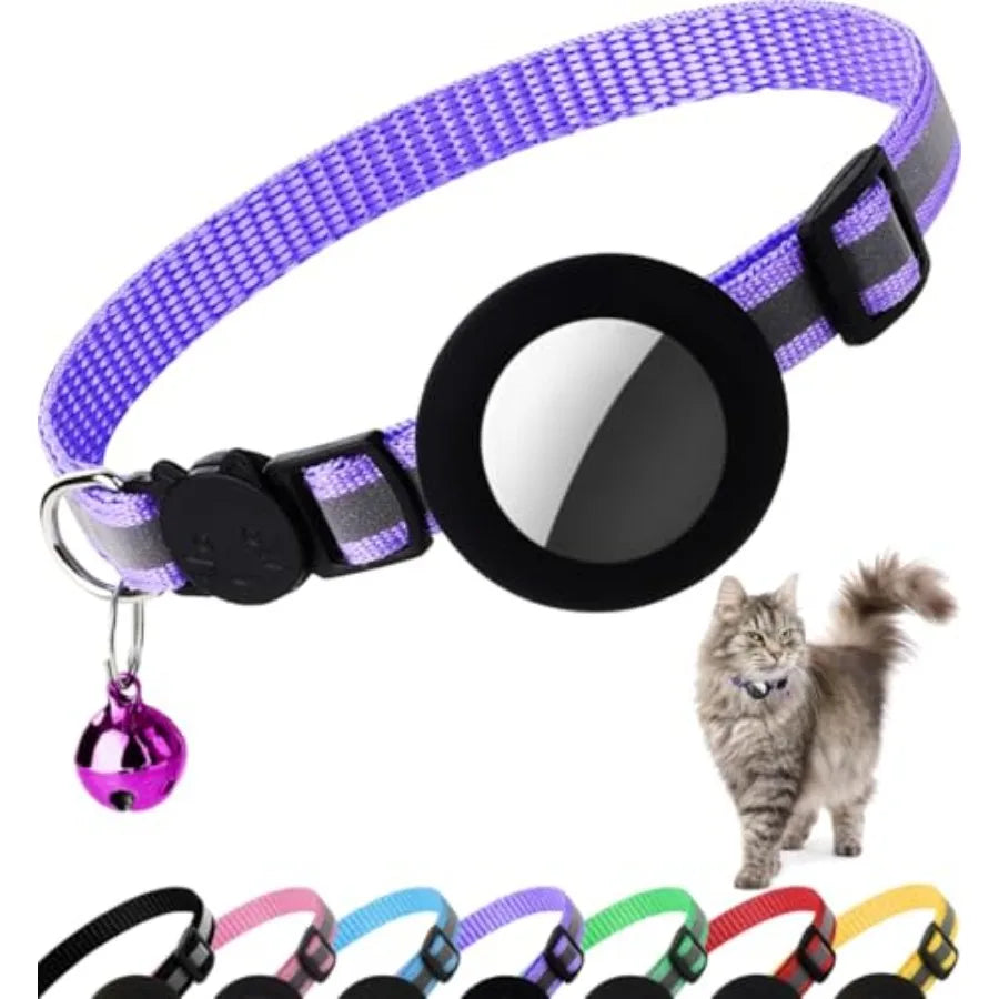 AirTag Cat Collar Breakaway Reflective Kitten Collar With Bell Holder