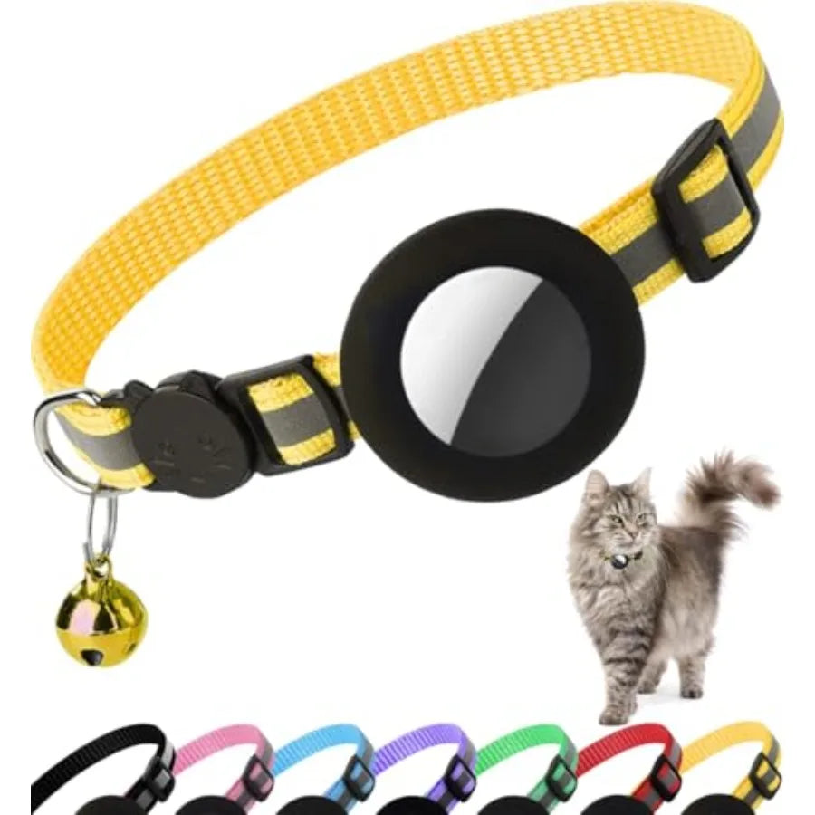 AirTag Cat Collar Breakaway Reflective Kitten Collar With Bell Holder