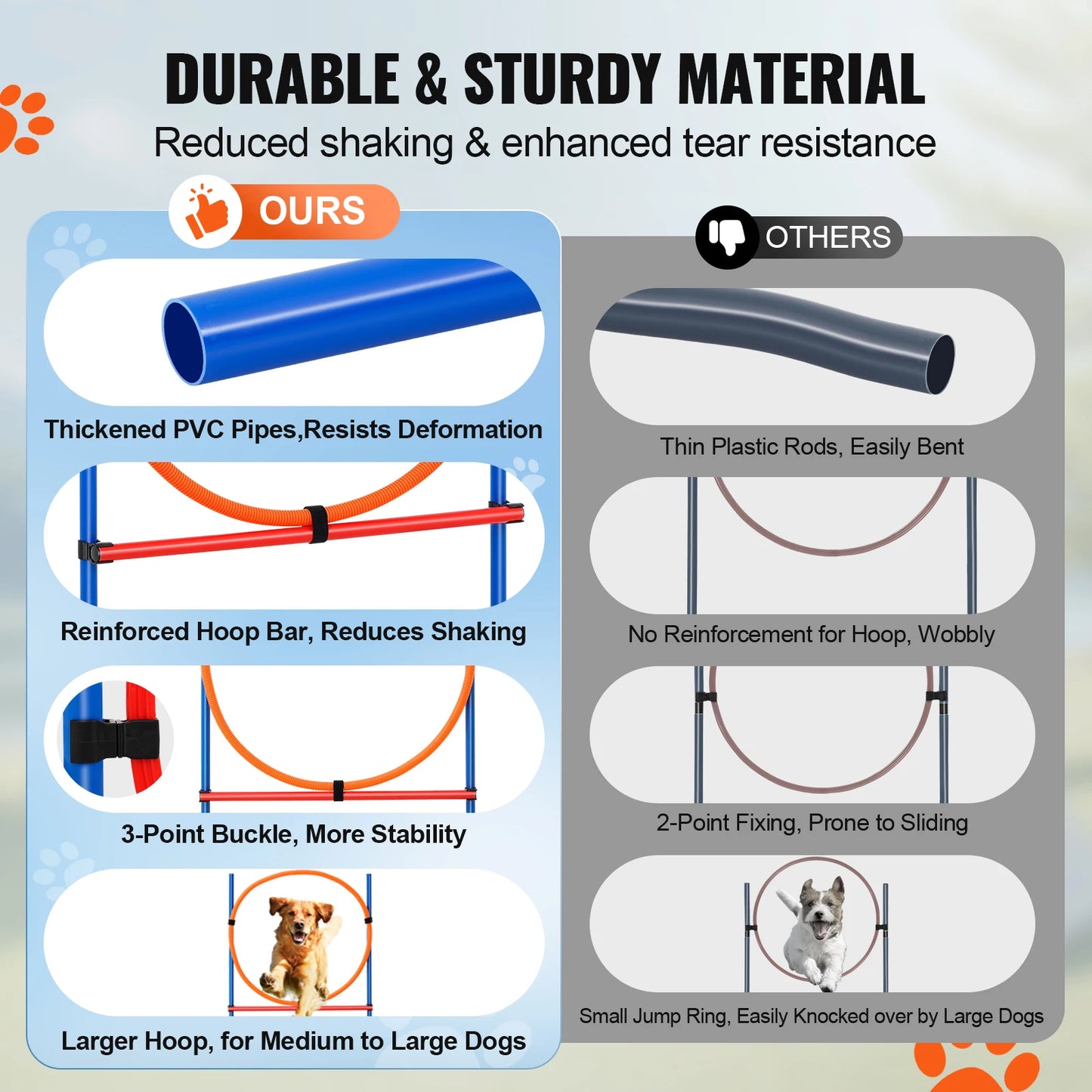 SucceBuy Dog Agility Equipment Set With Adjustable Hurdles And Poles