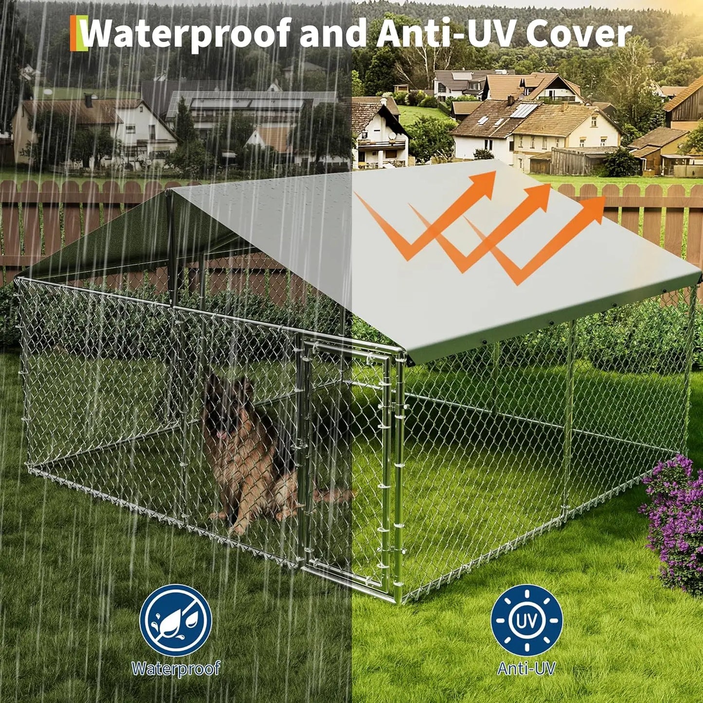 HiMISS Heavy Duty Outdoor Dog Kennel With Waterproof UV Cover