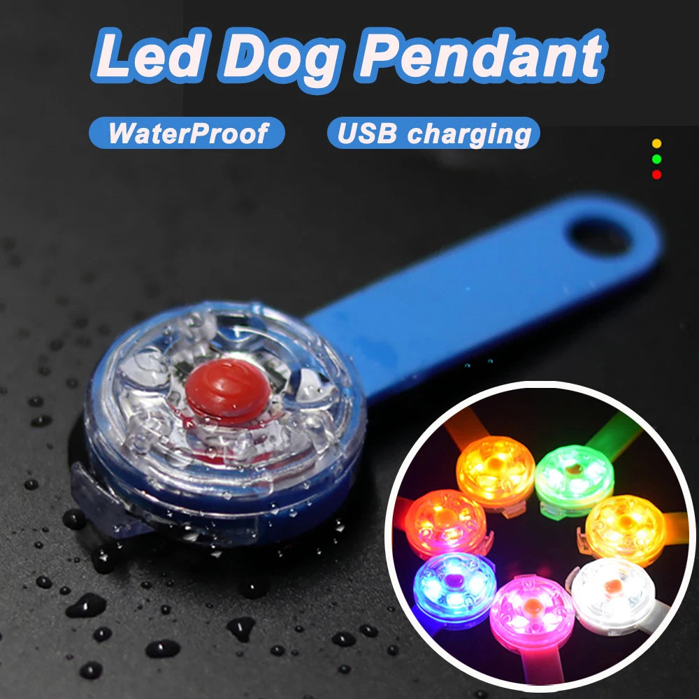 LED Pet Collar Pendant For Dogs And Cats Night Safety Light IPX7 Waterproof
