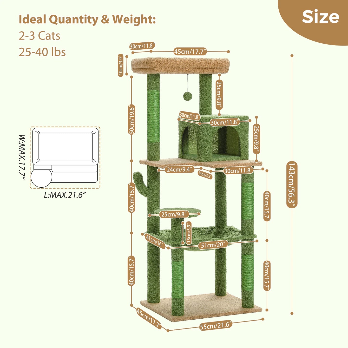 PAWZ Road Cactus Cat Tree Tower Indoor Cats Deluxe