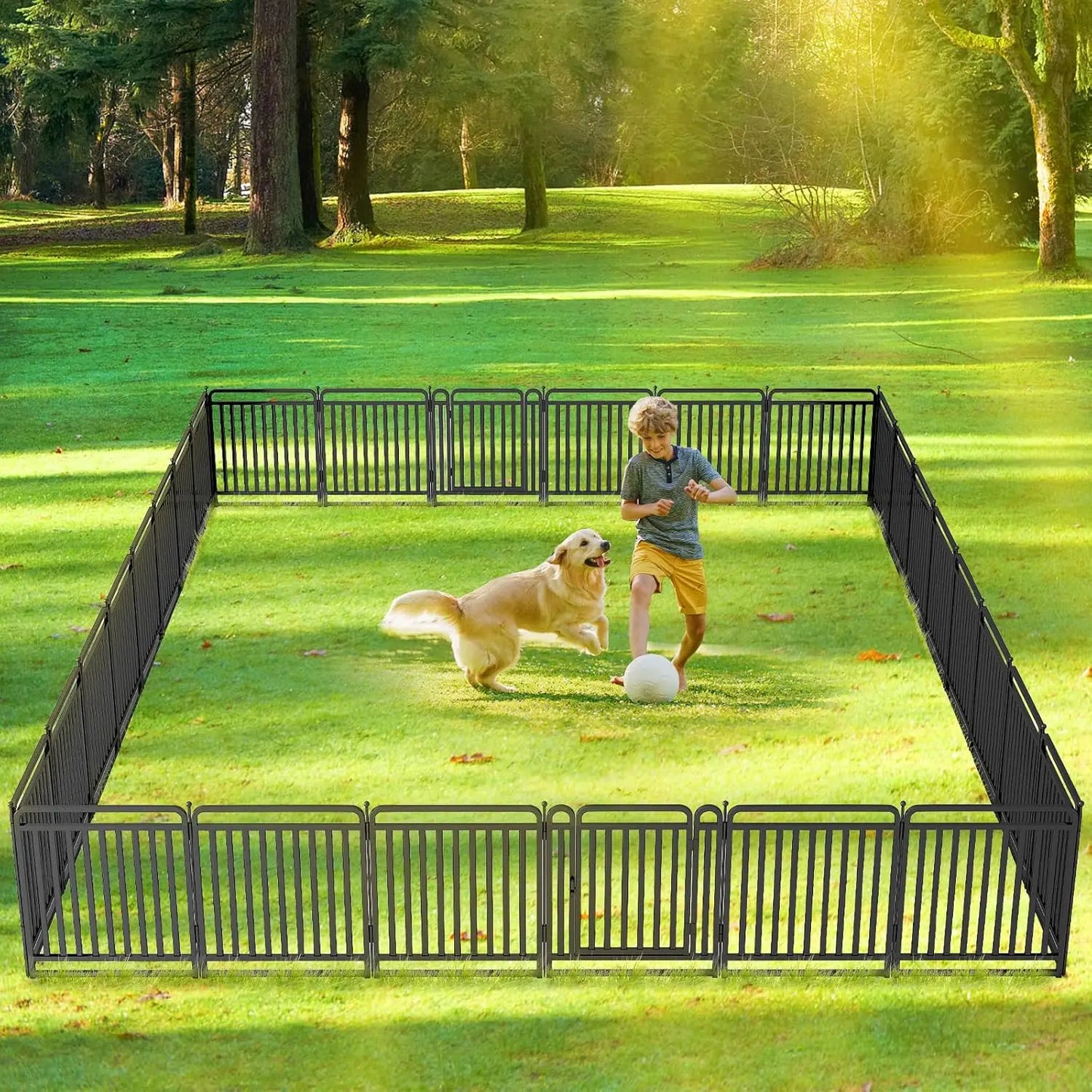 NONEDog Door Foldable Metal Dog Playpen With Durable Outdoor Fence