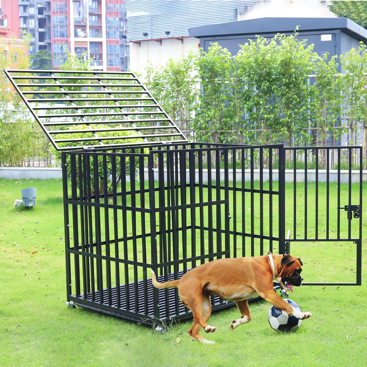 BINGOPAW Rolling Heavy Duty Dog Cage With Tray