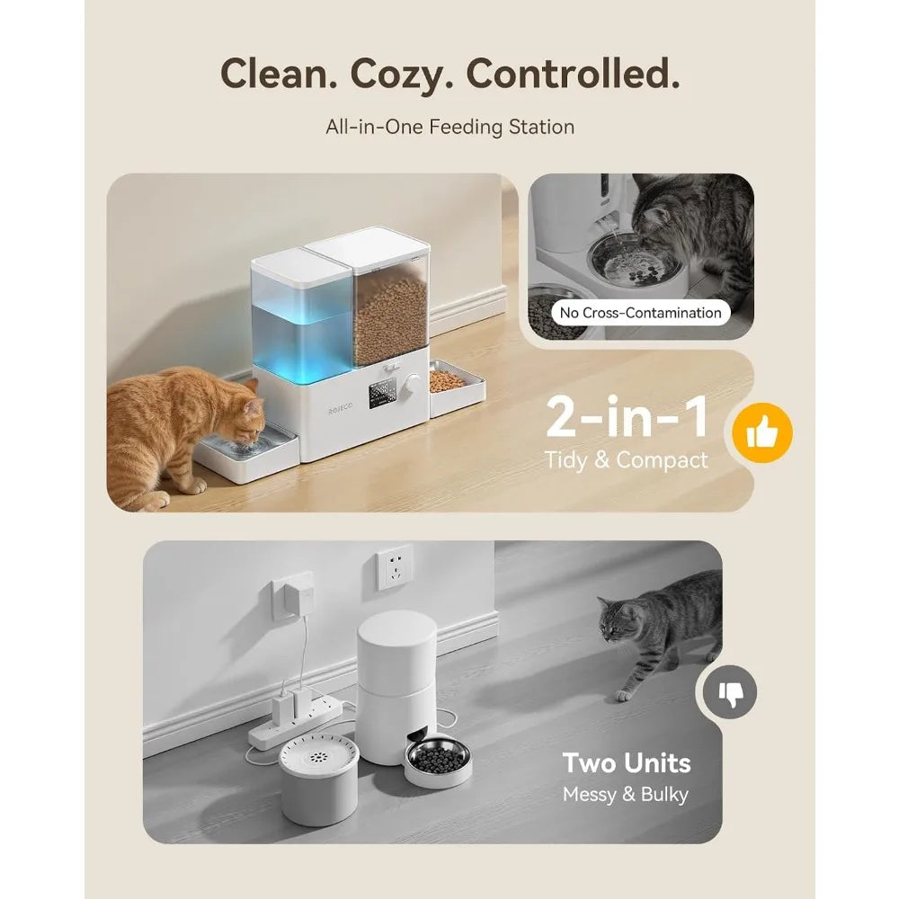 2-In-1 Automatic Pet Feeder And Water Dispenser For Cats And Dogs