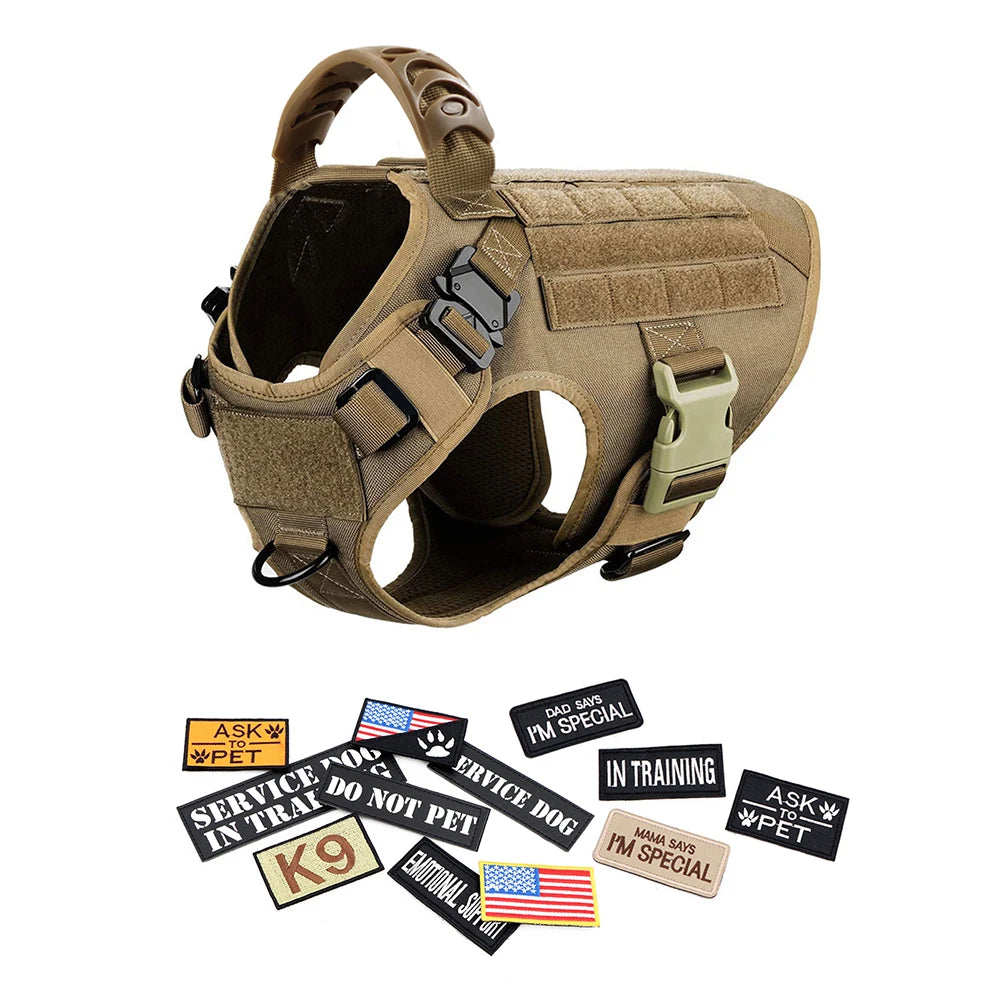 Petravel Military Dog Harness Vest Set With Leash And Patches