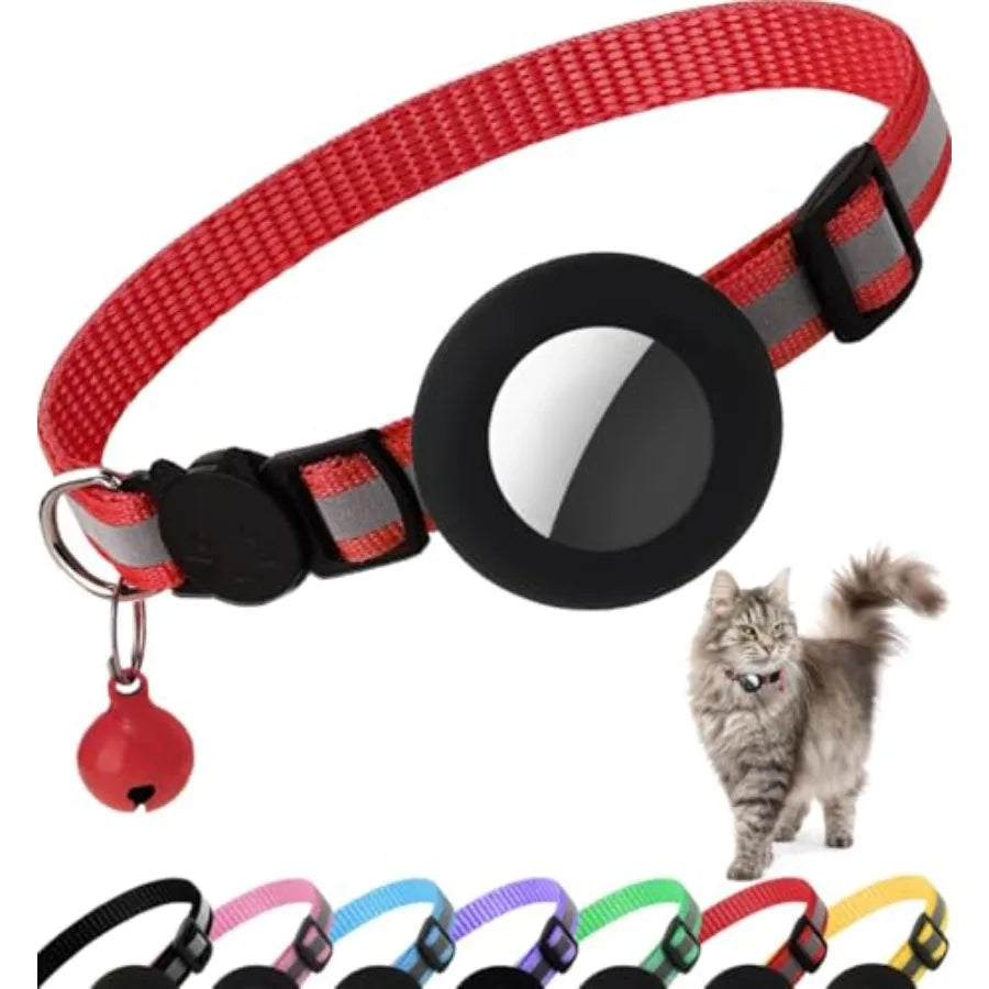 AirTag Cat Collar Breakaway Reflective Kitten Collar With Bell Holder