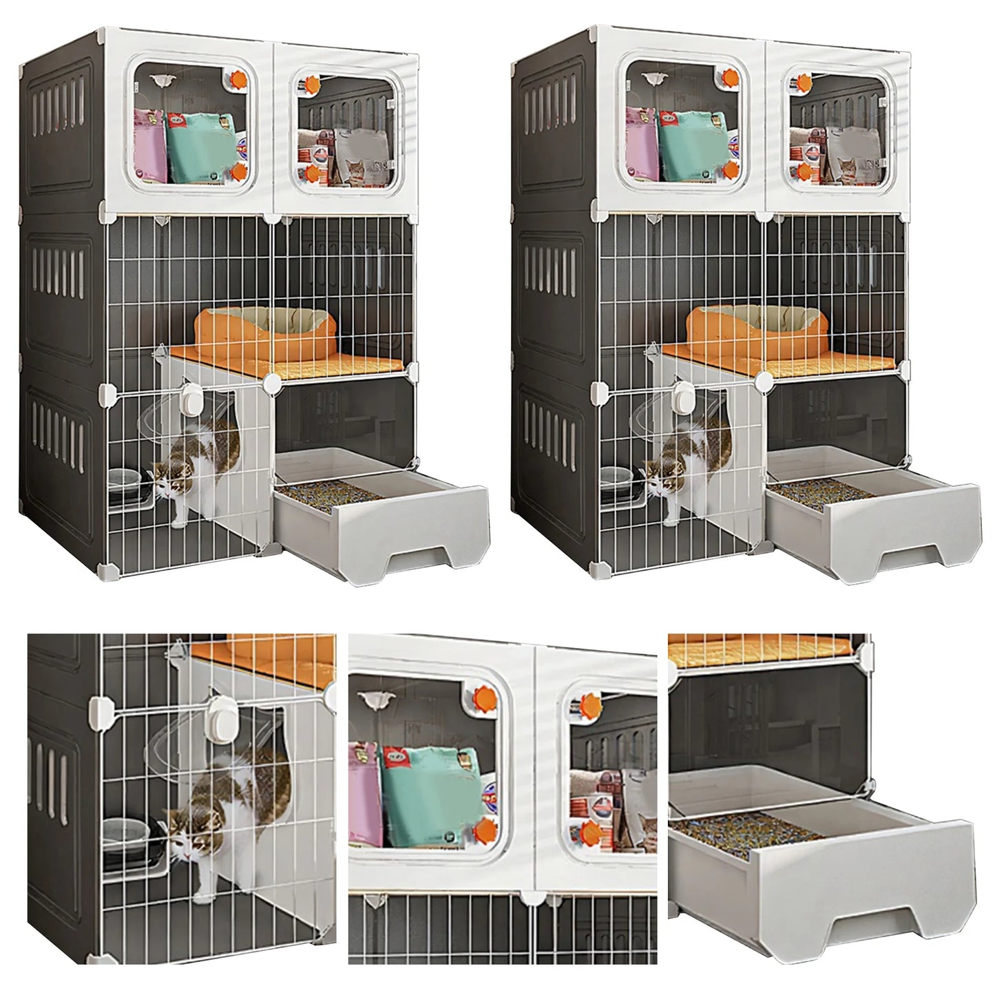Indoor Cat Cage With Bed DIY Metal Wire Kennel Hammock