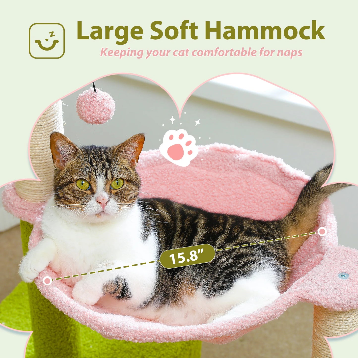 PETEPELACN Flower Cat Tree With Metal Frame Hammock