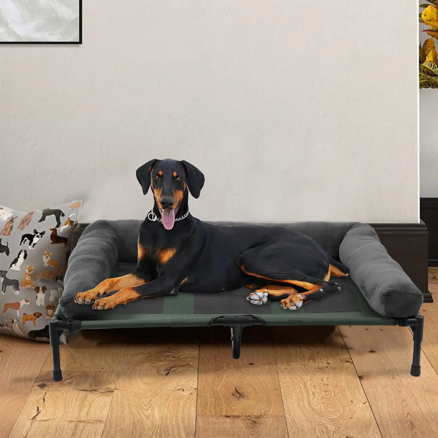 BINGOPAW Indoor Outdoor Elevated Pet Bed With Detachable Bolster