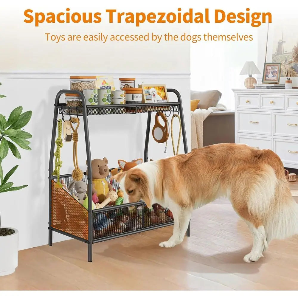 Large Dog Toy Storage Bin With Chew Resistant Organizer