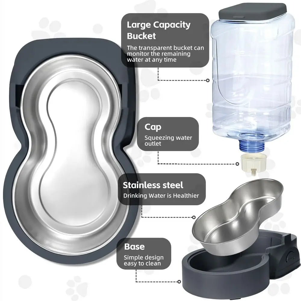 XMSJ Cat Feeder and Water Dispenser With Stainless Steel Bowl