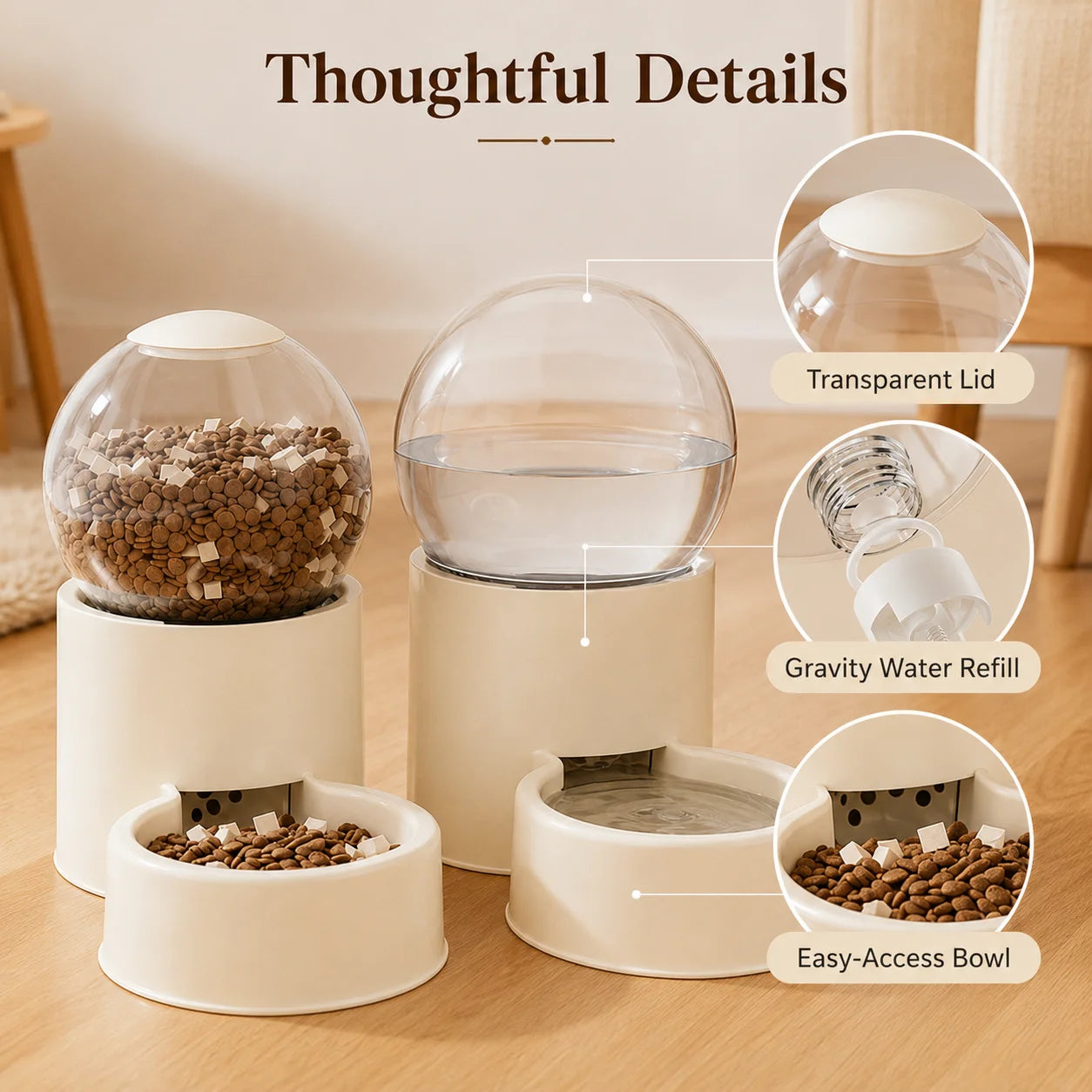 Automatic Gravity Cat Feeder And Water Dispenser Spill Proof