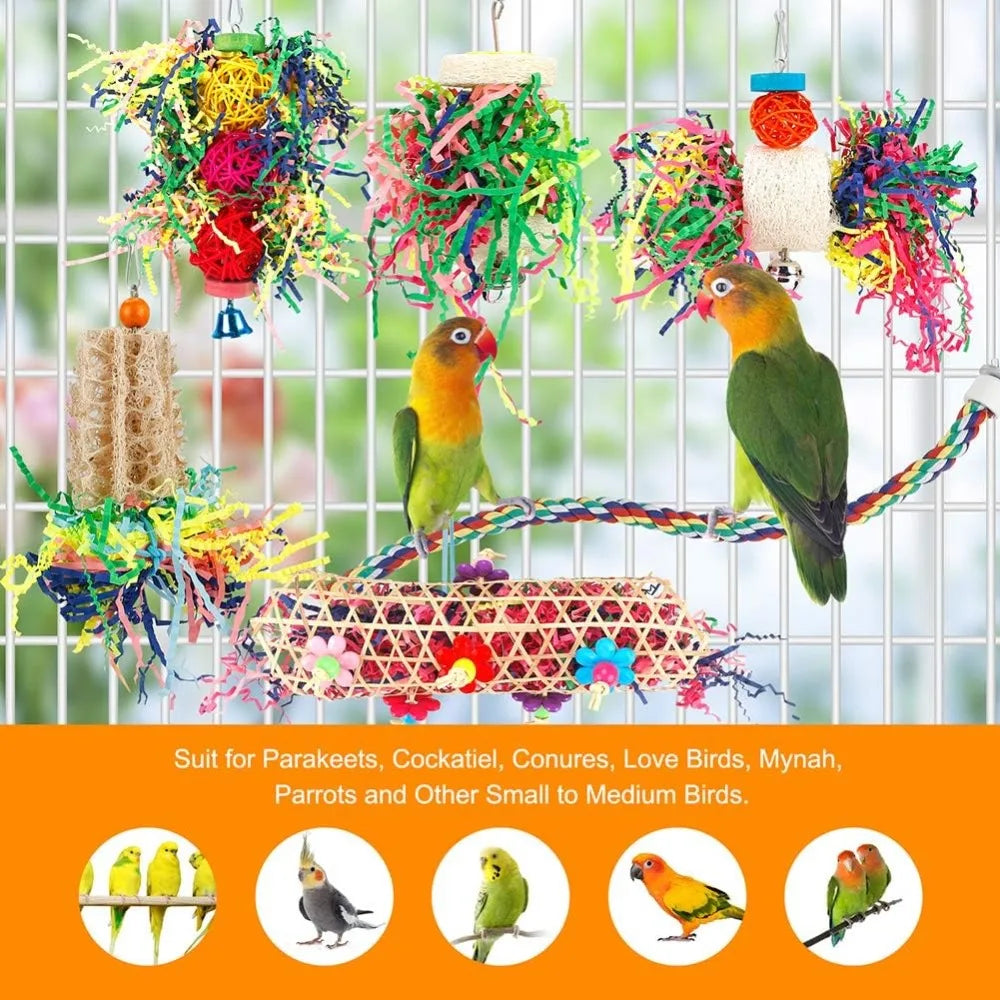 Bird Chew Toys For Parrots Cage Hanging Paper Ball Foraging