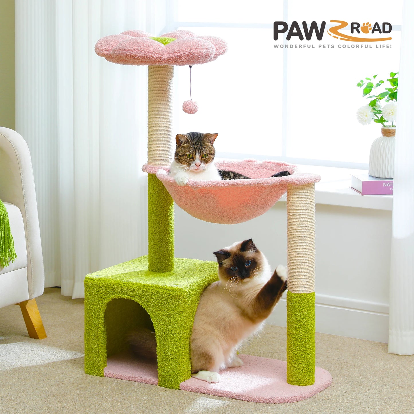 PETEPELACN Flower Cat Tree With Metal Frame Hammock