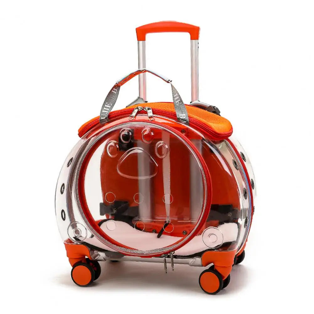 Transparent Pet Travel Carrier Trolley Case With Silent Wheels
