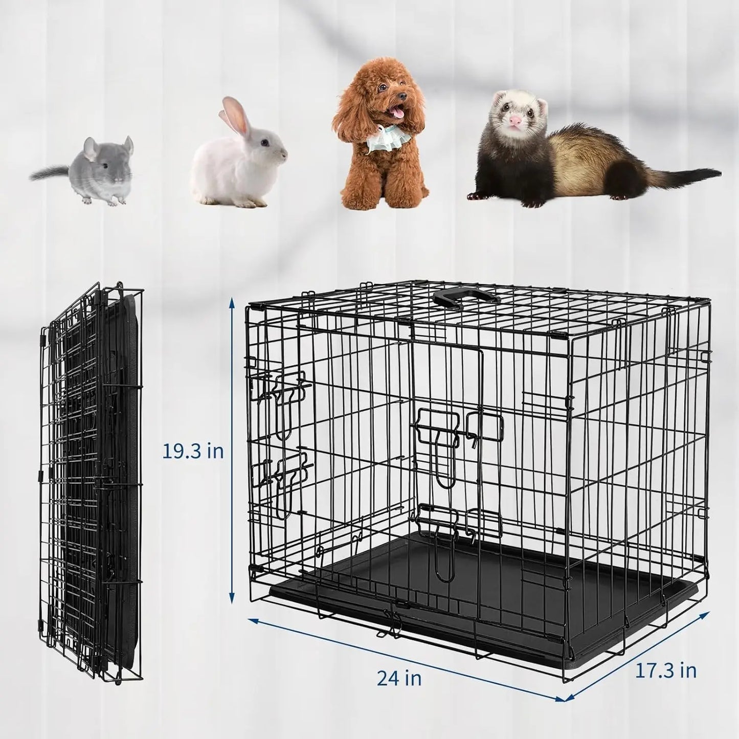 HiMISSCN Rabbit Cage Portable Foldable Carrier With Tray