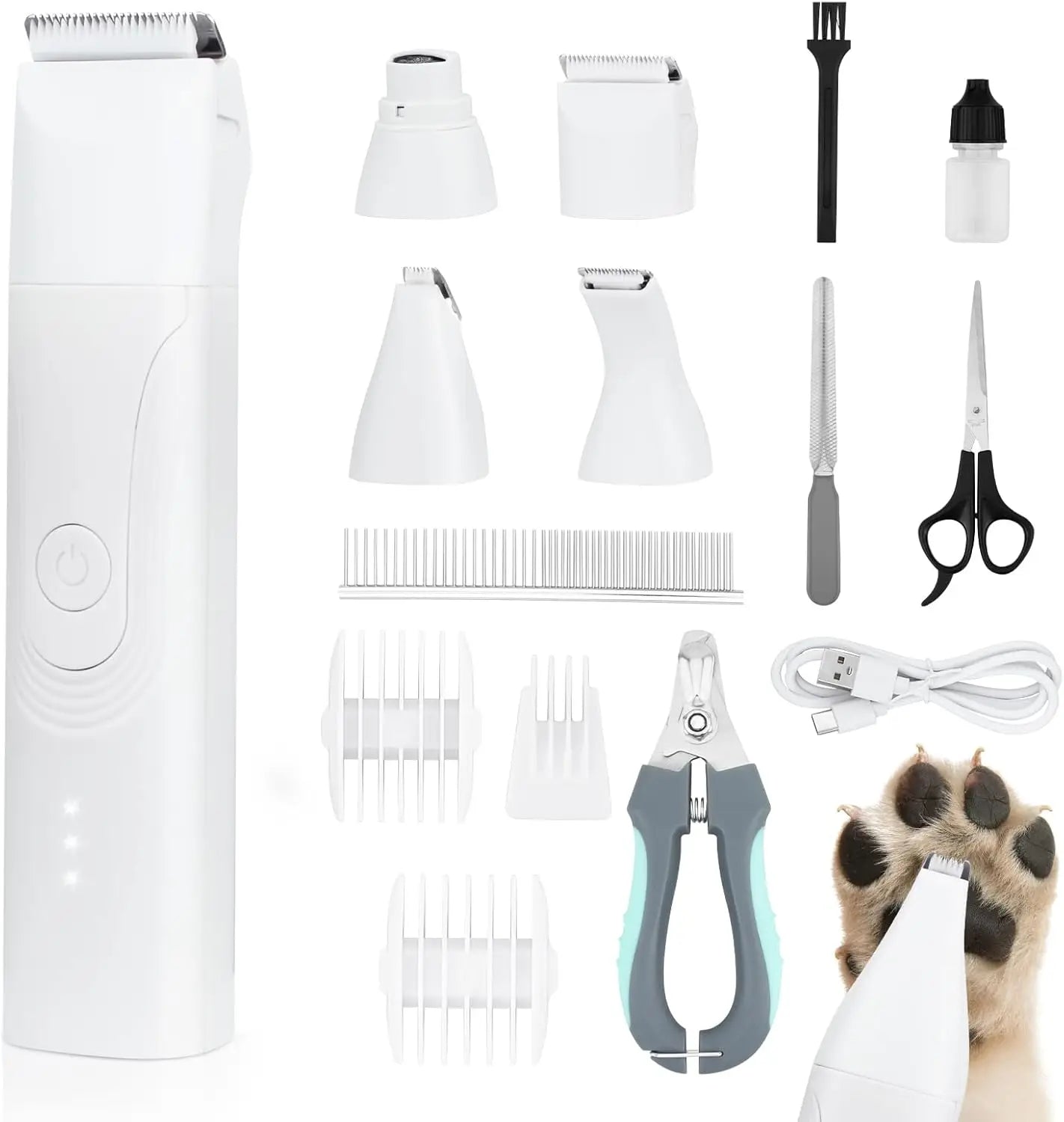 Cordless Dog Grooming Kit For Paws 14 In 1 With Quiet Nail Grinder And Clippers