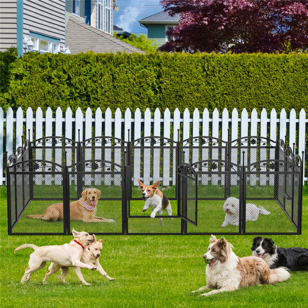 Bingopaw Foldable Metal Dog Playpen Exercise Fence With Gate