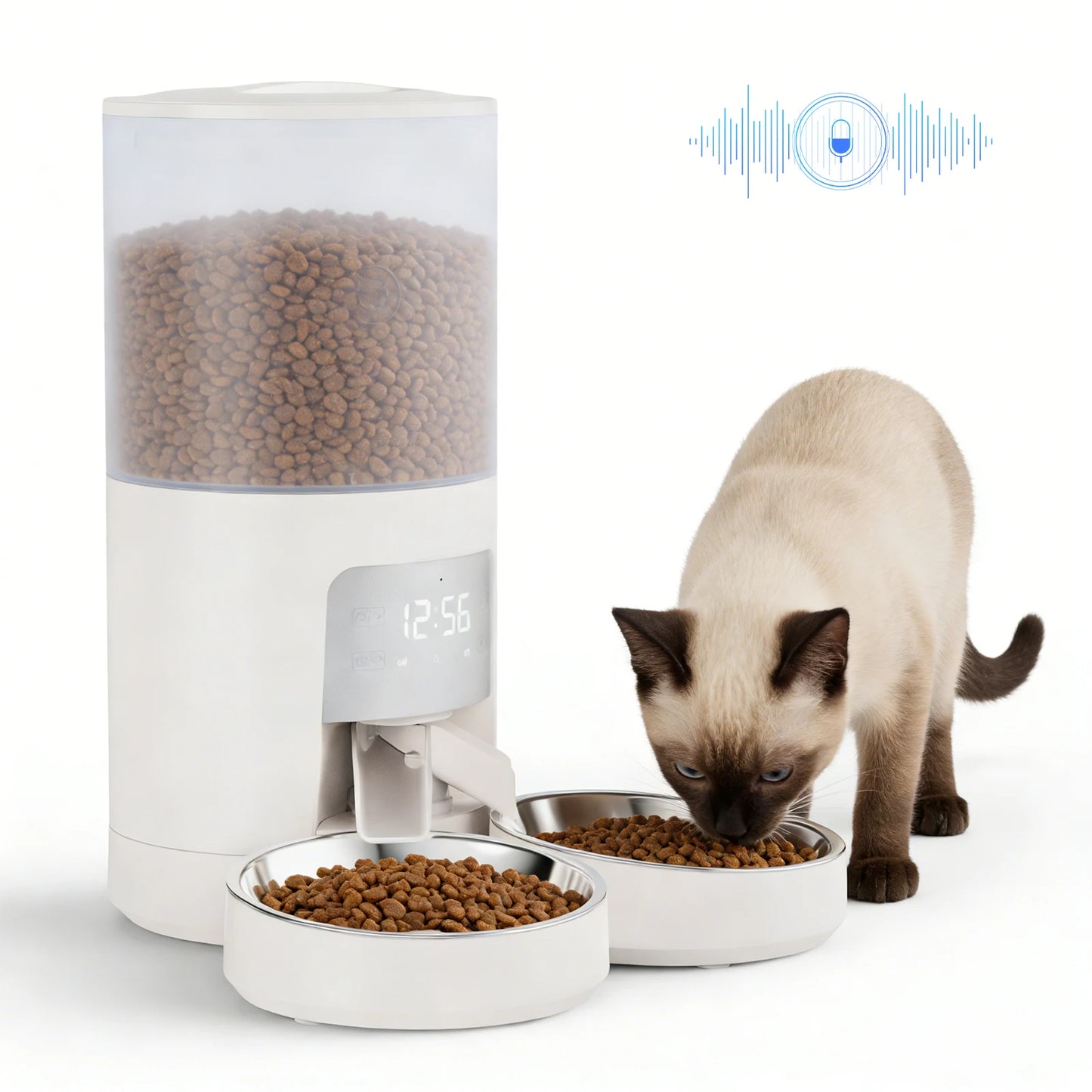 JHK Automatic Cat Feeder With Dual Bowls Timed Dispenser